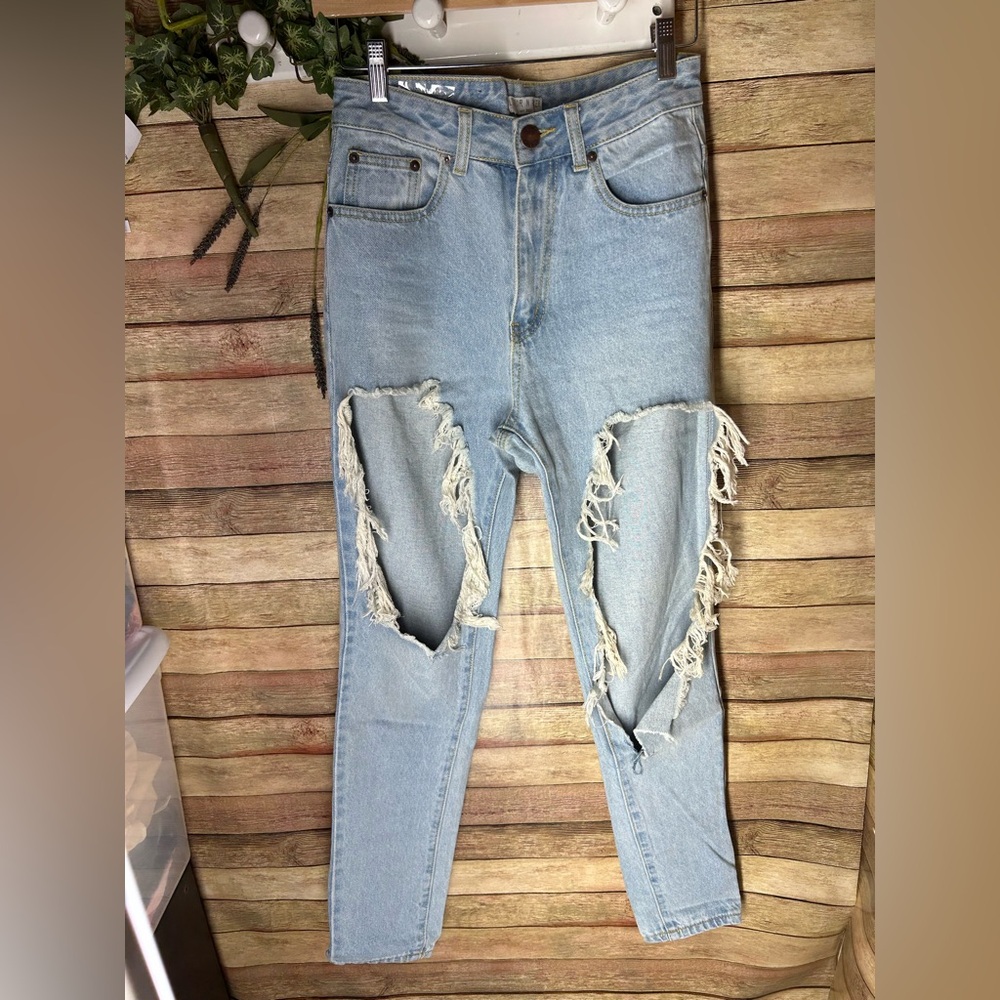 Ripped Denim Jeans Liquor And Poker Women’s Size 8